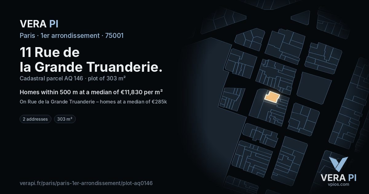 11 Rue de la Grande Truanderie, 1er arrondissement at night – the plot lit, the parcels around coloured by the prices near them