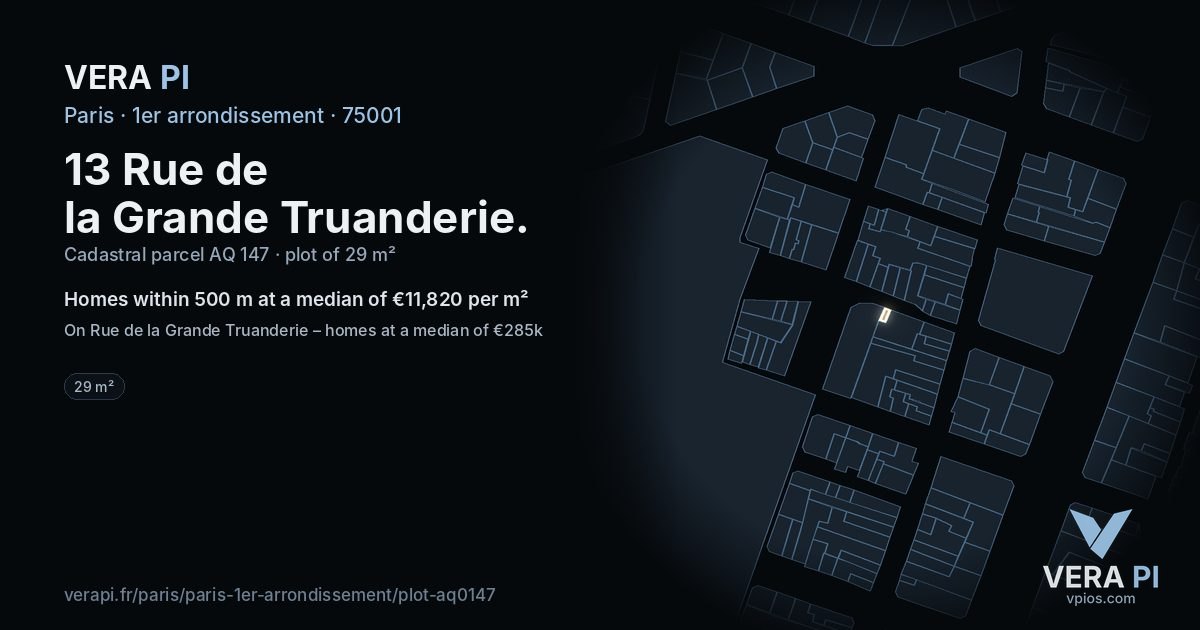 13 Rue de la Grande Truanderie, 1er arrondissement at night – the plot lit, the parcels around coloured by the prices near them