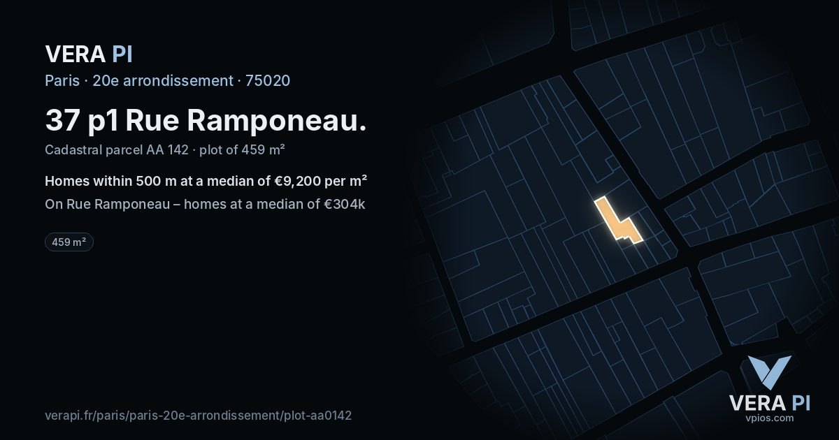 37 p1 Rue Ramponeau, 20e arrondissement at night – the plot lit, the parcels around coloured by the prices near them