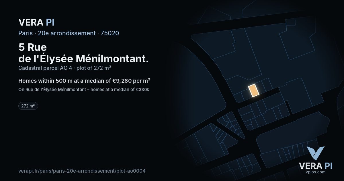 5 Rue de l'Élysée Ménilmontant, 20e arrondissement at night – the plot lit, the parcels around coloured by the prices near them