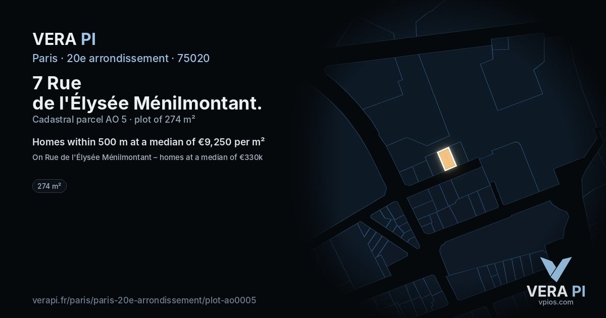 7 Rue de l'Élysée Ménilmontant, 20e arrondissement at night – the plot lit, the parcels around coloured by the prices near them