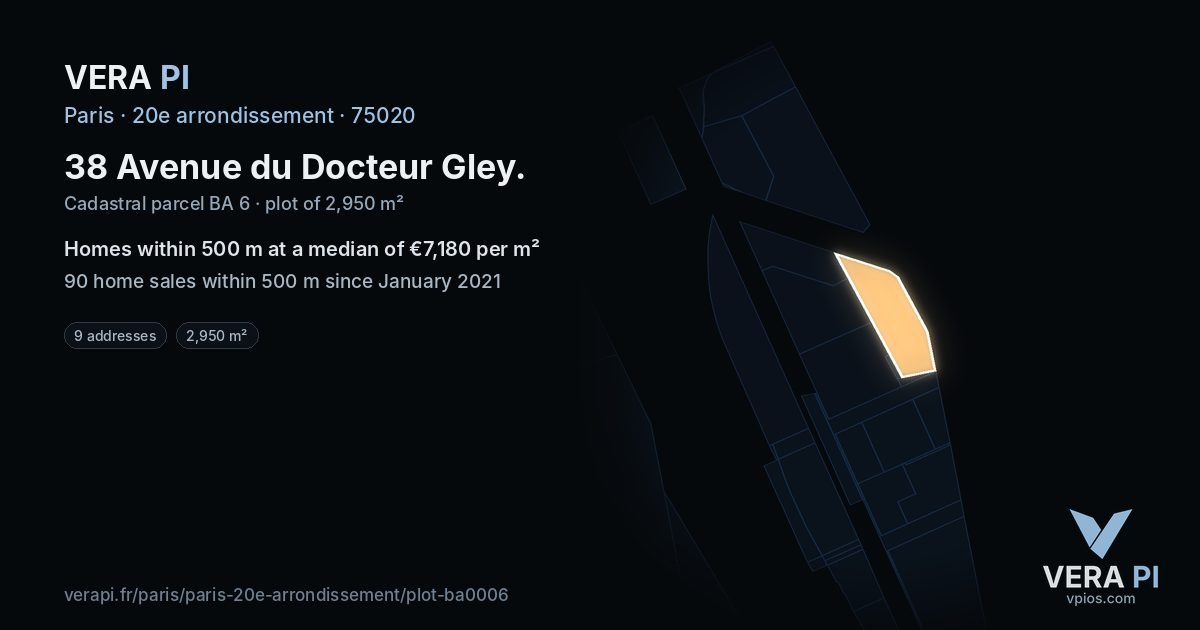 38 Avenue du Docteur Gley, 20e arrondissement at night – the plot lit, the parcels around coloured by the prices near them