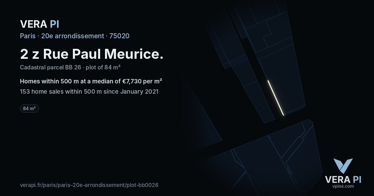 2 z Rue Paul Meurice, 20e arrondissement at night – the plot lit, the parcels around coloured by the prices near them