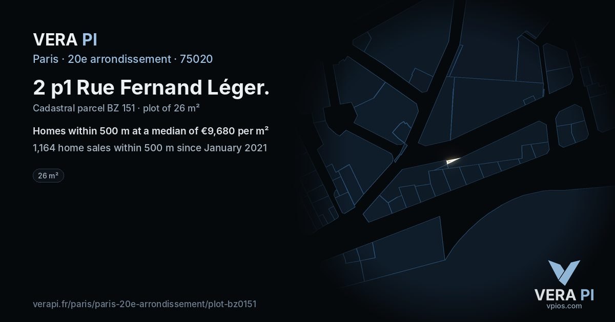 2 p1 Rue Fernand Léger, 20e arrondissement at night – the plot lit, the parcels around coloured by the prices near them