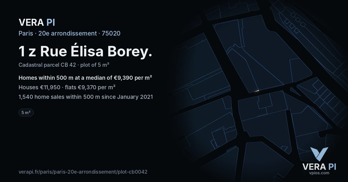 1 z Rue Élisa Borey, 20e arrondissement at night – the plot lit, the parcels around coloured by the prices near them