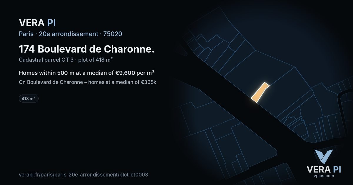 174 Boulevard de Charonne, 20e arrondissement at night – the plot lit, the parcels around coloured by the prices near them