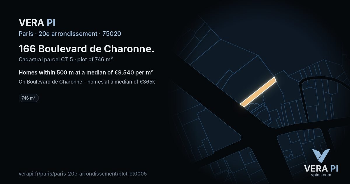 166 Boulevard de Charonne, 20e arrondissement at night – the plot lit, the parcels around coloured by the prices near them