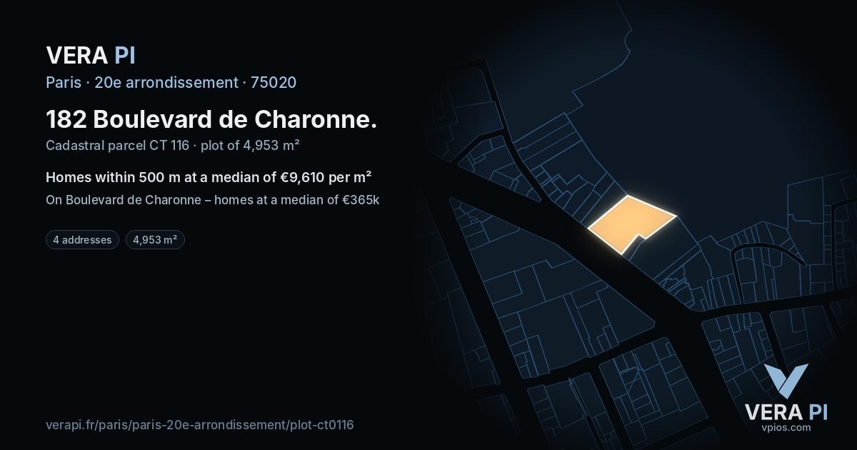 182 Boulevard de Charonne, 20e arrondissement at night – the plot lit, the parcels around coloured by the prices near them