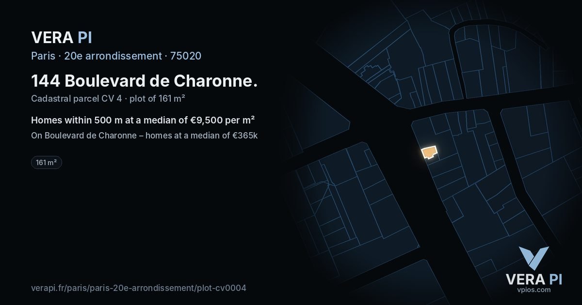 144 Boulevard de Charonne, 20e arrondissement at night – the plot lit, the parcels around coloured by the prices near them