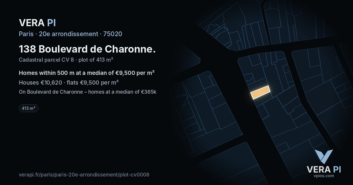138 Boulevard de Charonne, 20e arrondissement at night – the plot lit, the parcels around coloured by the prices near them