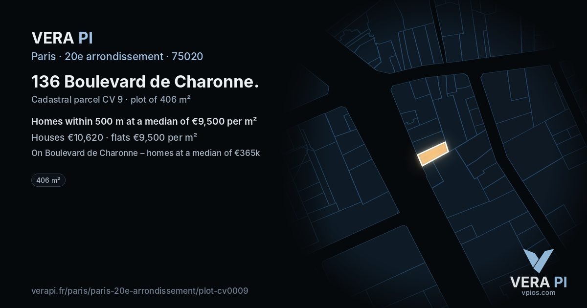136 Boulevard de Charonne, 20e arrondissement at night – the plot lit, the parcels around coloured by the prices near them
