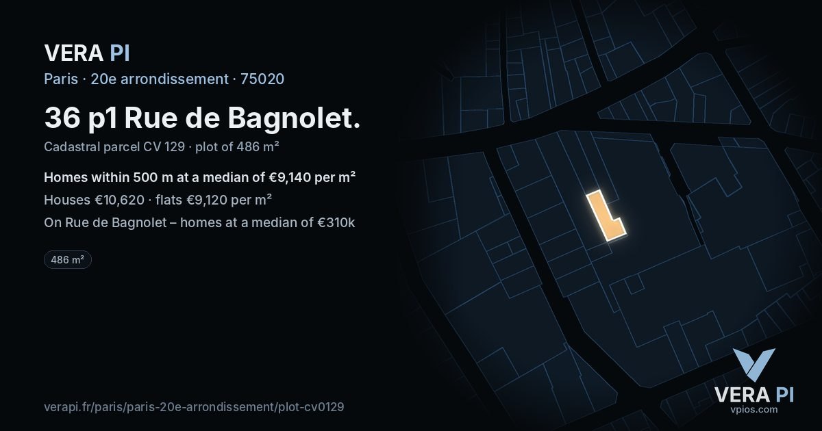 36 p1 Rue de Bagnolet, 20e arrondissement at night – the plot lit, the parcels around coloured by the prices near them