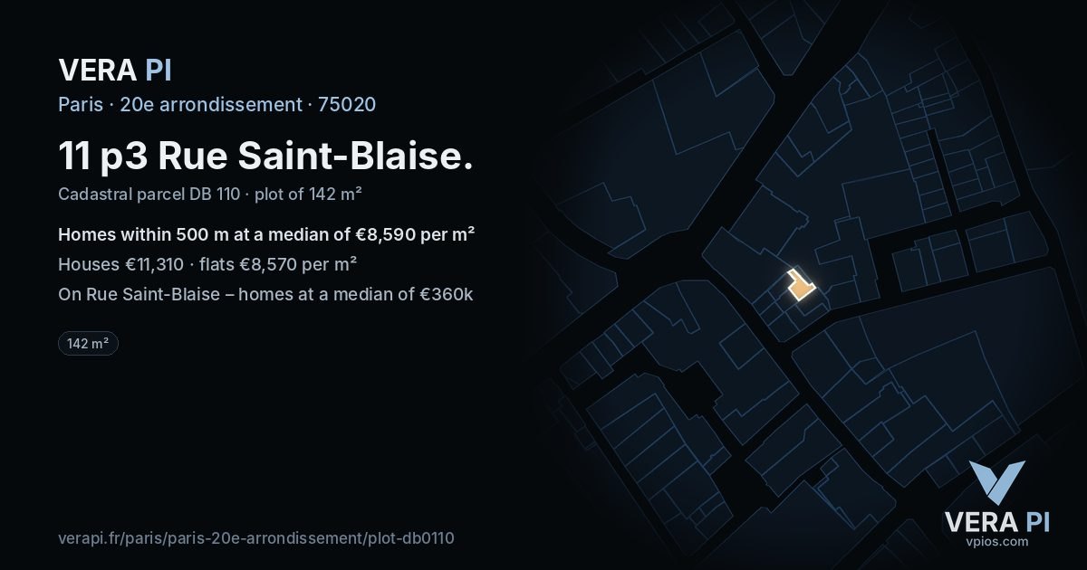 11 p3 Rue Saint-Blaise, 20e arrondissement at night – the plot lit, the parcels around coloured by the prices near them