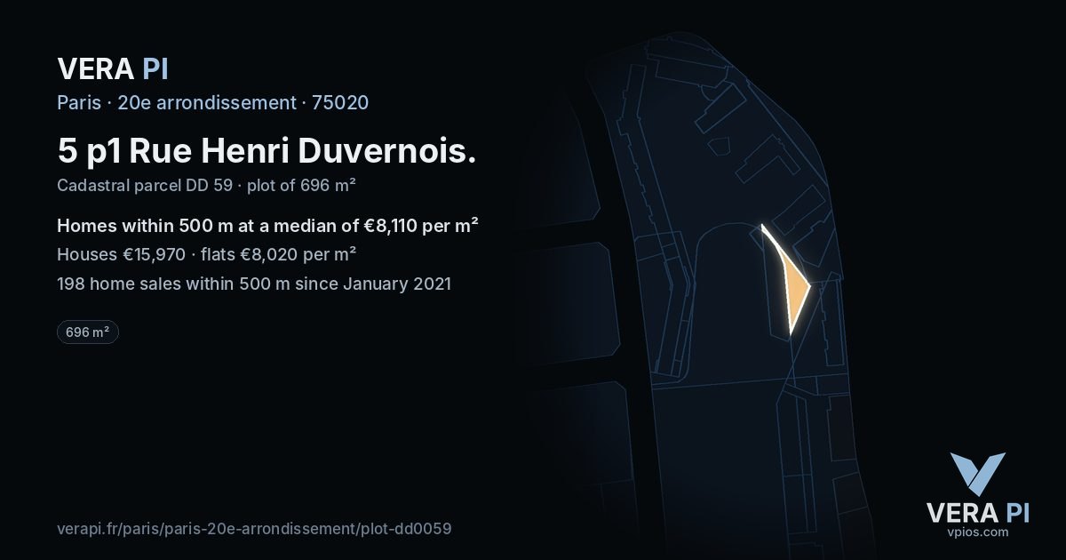 5 p1 Rue Henri Duvernois, 20e arrondissement at night – the plot lit, the parcels around coloured by the prices near them