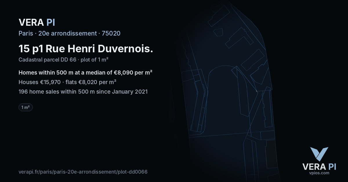 15 p1 Rue Henri Duvernois, 20e arrondissement at night – the plot lit, the parcels around coloured by the prices near them