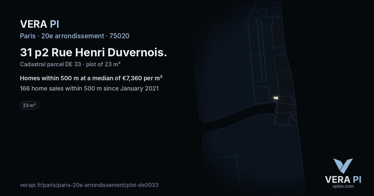 31 p2 Rue Henri Duvernois, 20e arrondissement at night – the plot lit, the parcels around coloured by the prices near them