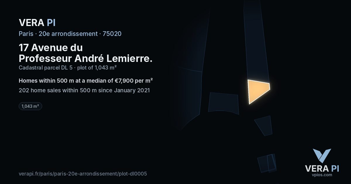 17 Avenue du Professeur André Lemierre, 20e arrondissement at night – the plot lit, the parcels around coloured by the prices near them