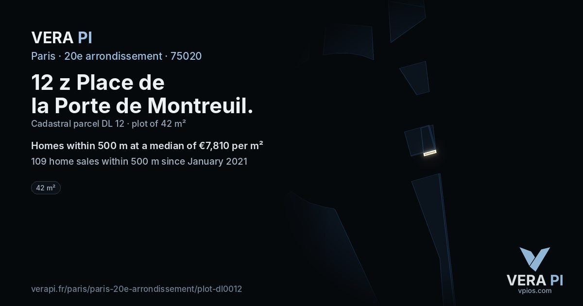 12 z Place de la Porte de Montreuil, 20e arrondissement at night – the plot lit, the parcels around coloured by the prices near them