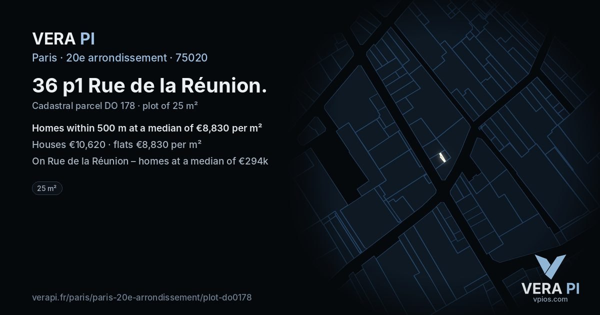36 p1 Rue de la Réunion, 20e arrondissement at night – the plot lit, the parcels around coloured by the prices near them