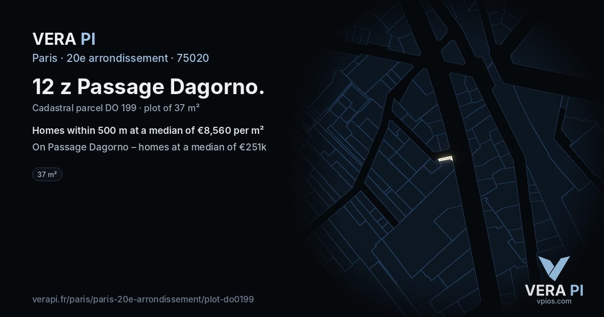 12 z Passage Dagorno, 20e arrondissement at night – the plot lit, the parcels around coloured by the prices near them