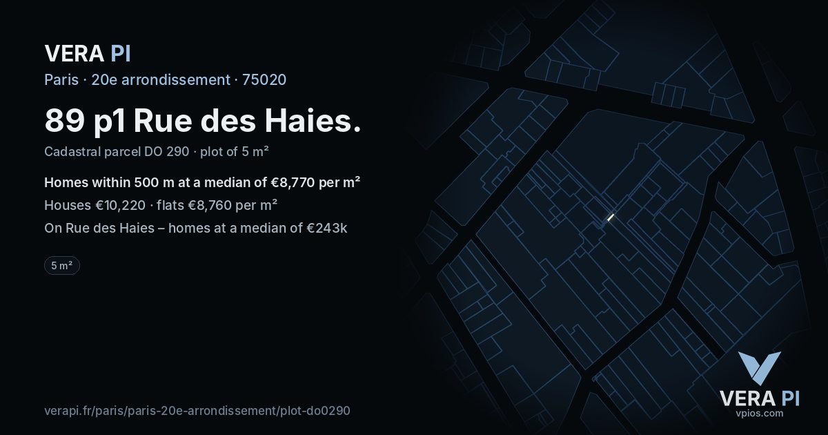 89 p1 Rue des Haies, 20e arrondissement at night – the plot lit, the parcels around coloured by the prices near them
