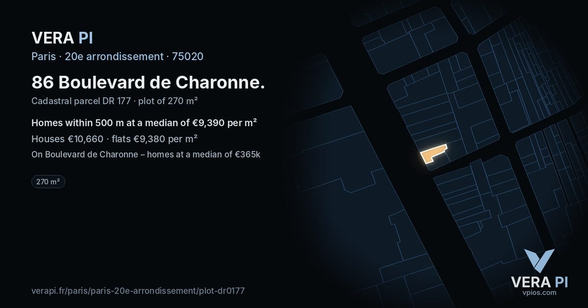 86 Boulevard de Charonne, 20e arrondissement at night – the plot lit, the parcels around coloured by the prices near them