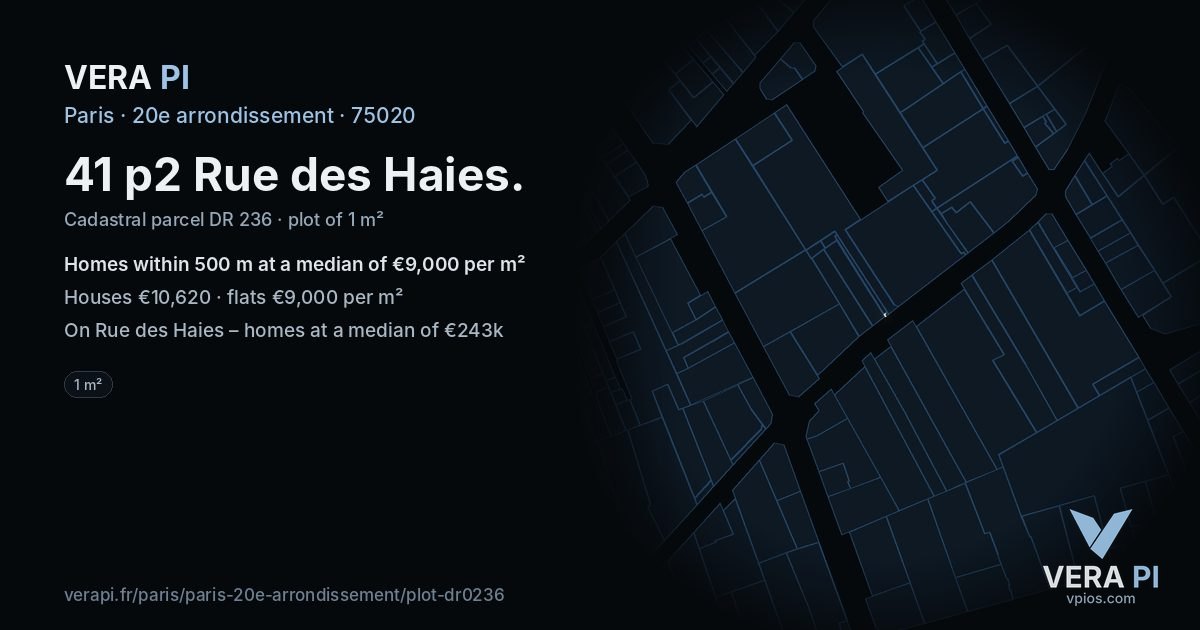 41 p2 Rue des Haies, 20e arrondissement at night – the plot lit, the parcels around coloured by the prices near them