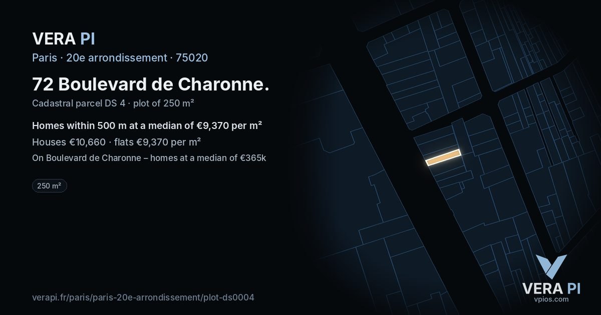 72 Boulevard de Charonne, 20e arrondissement at night – the plot lit, the parcels around coloured by the prices near them