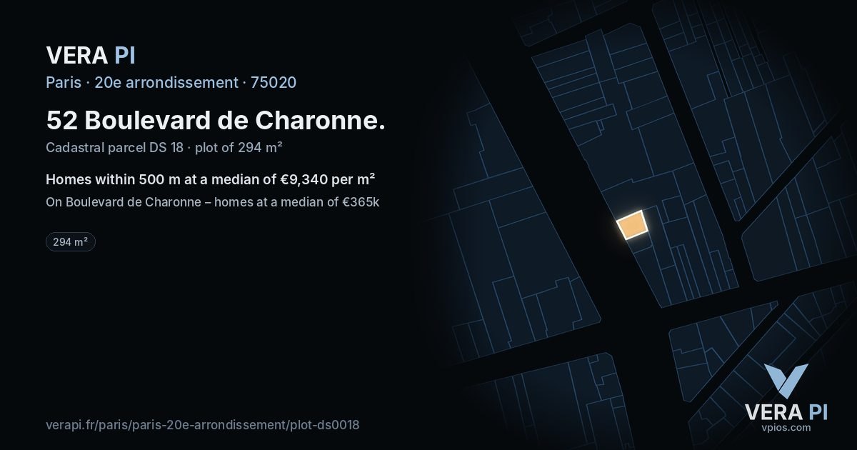 52 Boulevard de Charonne, 20e arrondissement at night – the plot lit, the parcels around coloured by the prices near them