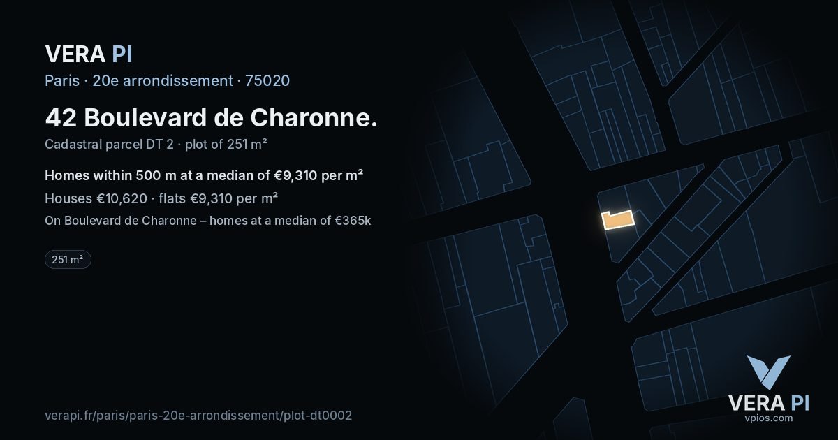 42 Boulevard de Charonne, 20e arrondissement at night – the plot lit, the parcels around coloured by the prices near them