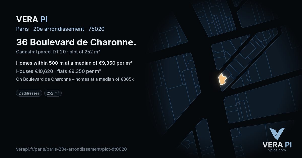36 Boulevard de Charonne, 20e arrondissement at night – the plot lit, the parcels around coloured by the prices near them