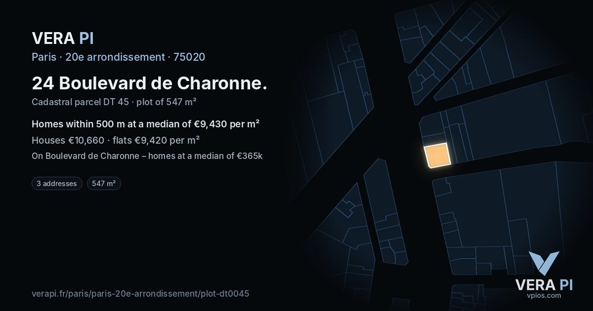 24 Boulevard de Charonne, 20e arrondissement at night – the plot lit, the parcels around coloured by the prices near them