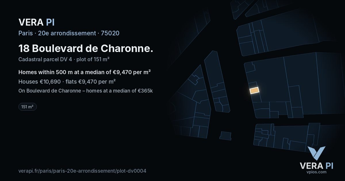 18 Boulevard de Charonne, 20e arrondissement at night – the plot lit, the parcels around coloured by the prices near them