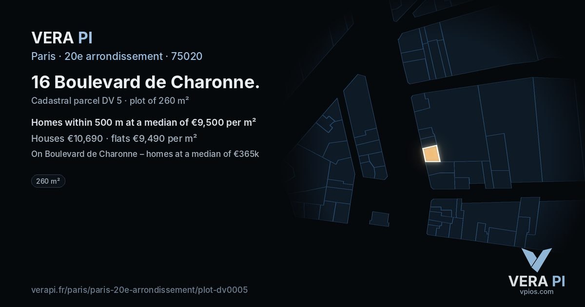 16 Boulevard de Charonne, 20e arrondissement at night – the plot lit, the parcels around coloured by the prices near them
