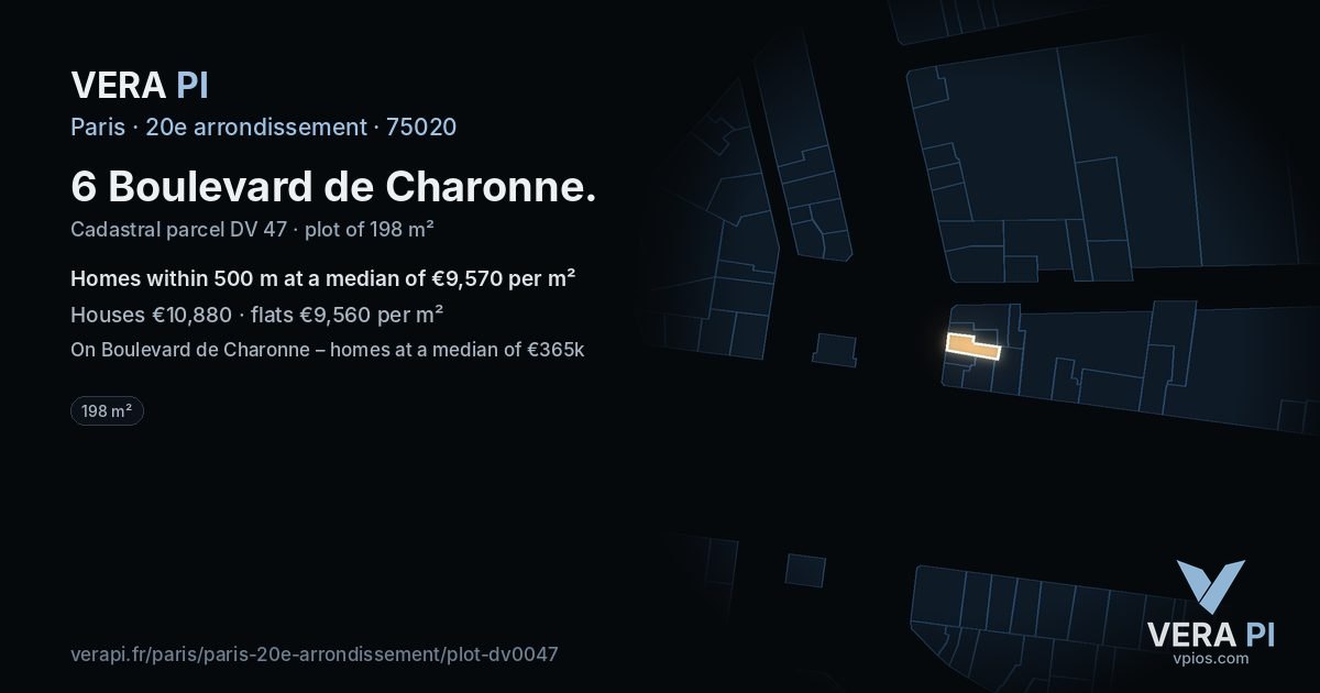 6 Boulevard de Charonne, 20e arrondissement at night – the plot lit, the parcels around coloured by the prices near them