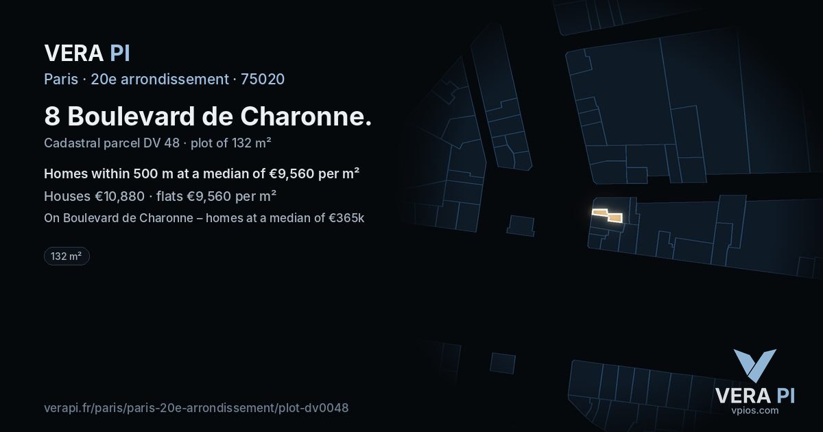 8 Boulevard de Charonne, 20e arrondissement at night – the plot lit, the parcels around coloured by the prices near them
