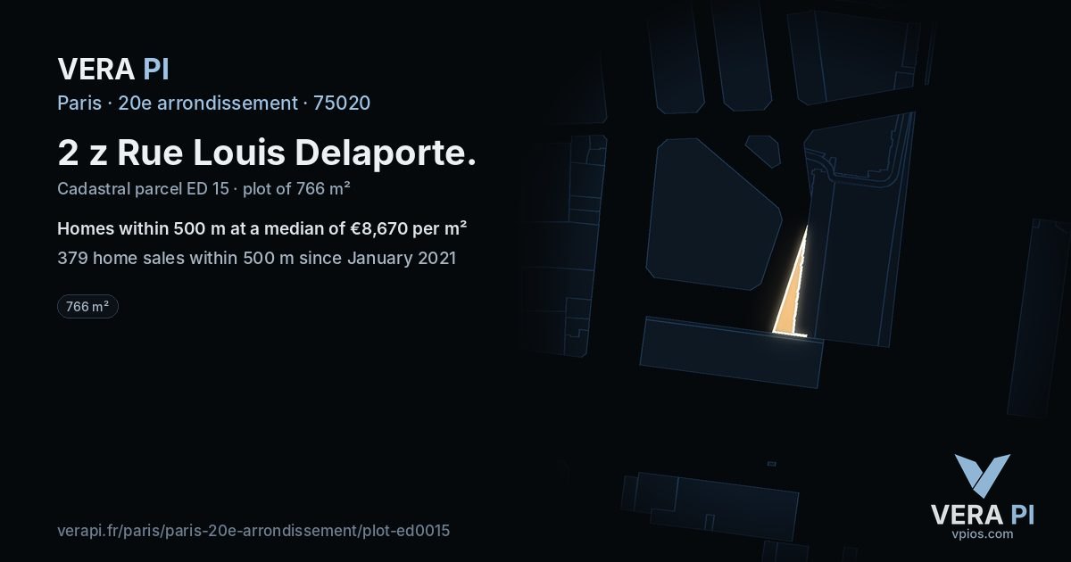 2 z Rue Louis Delaporte, 20e arrondissement at night – the plot lit, the parcels around coloured by the prices near them