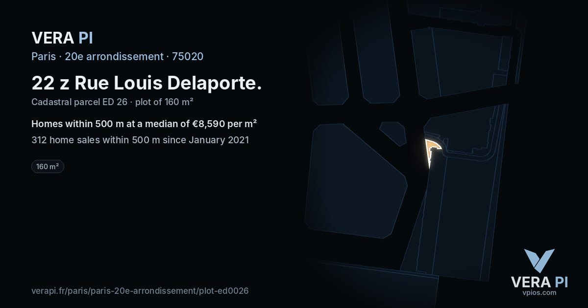 22 z Rue Louis Delaporte, 20e arrondissement at night – the plot lit, the parcels around coloured by the prices near them