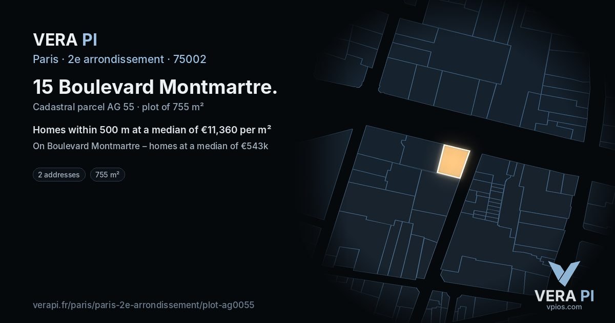 15 Boulevard Montmartre, 2e arrondissement at night – the plot lit, the parcels around coloured by the prices near them