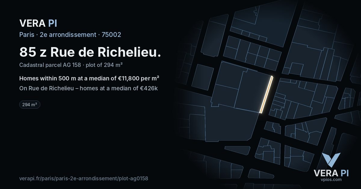 85 z Rue de Richelieu, 2e arrondissement at night – the plot lit, the parcels around coloured by the prices near them