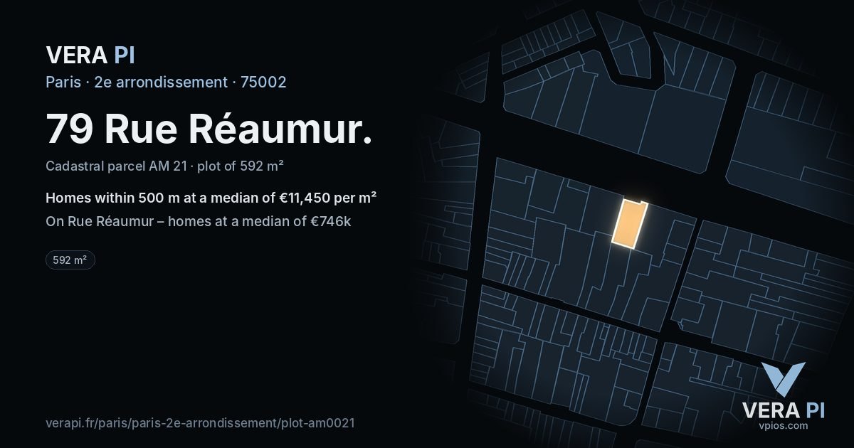 79 Rue Réaumur, 2e arrondissement at night – the plot lit, the parcels around coloured by the prices near them