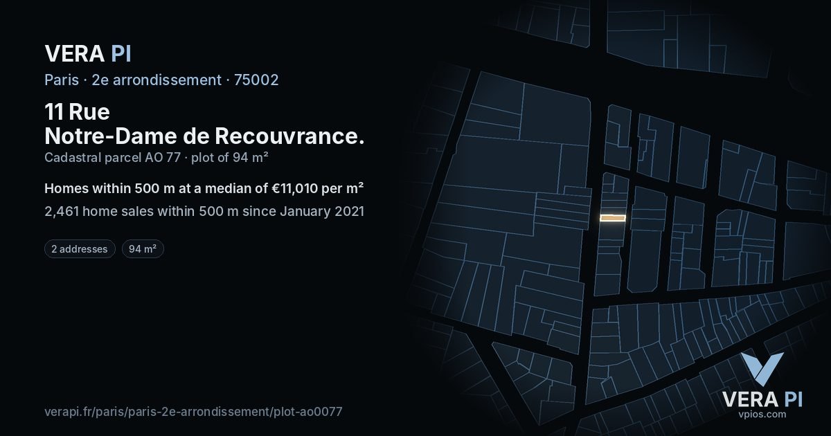 11 Rue Notre-Dame de Recouvrance, 2e arrondissement at night – the plot lit, the parcels around coloured by the prices near them