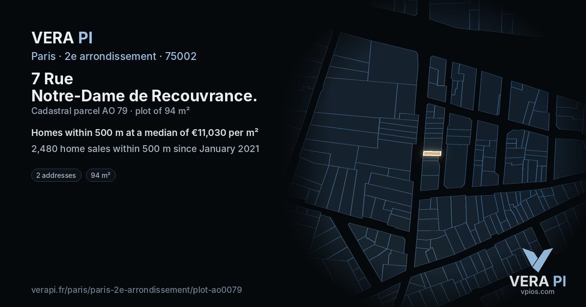 7 Rue Notre-Dame de Recouvrance, 2e arrondissement at night – the plot lit, the parcels around coloured by the prices near them