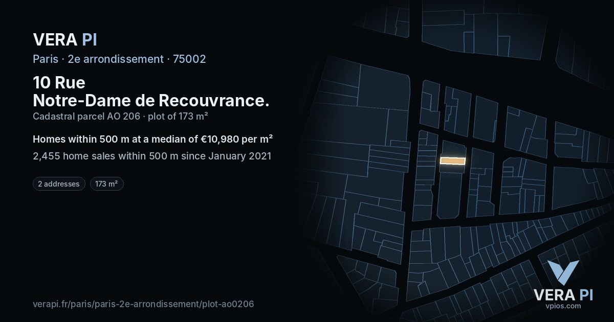 10 Rue Notre-Dame de Recouvrance, 2e arrondissement at night – the plot lit, the parcels around coloured by the prices near them