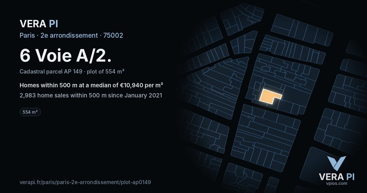 6 Voie A/2, 2e arrondissement at night – the plot lit, the parcels around coloured by the prices near them