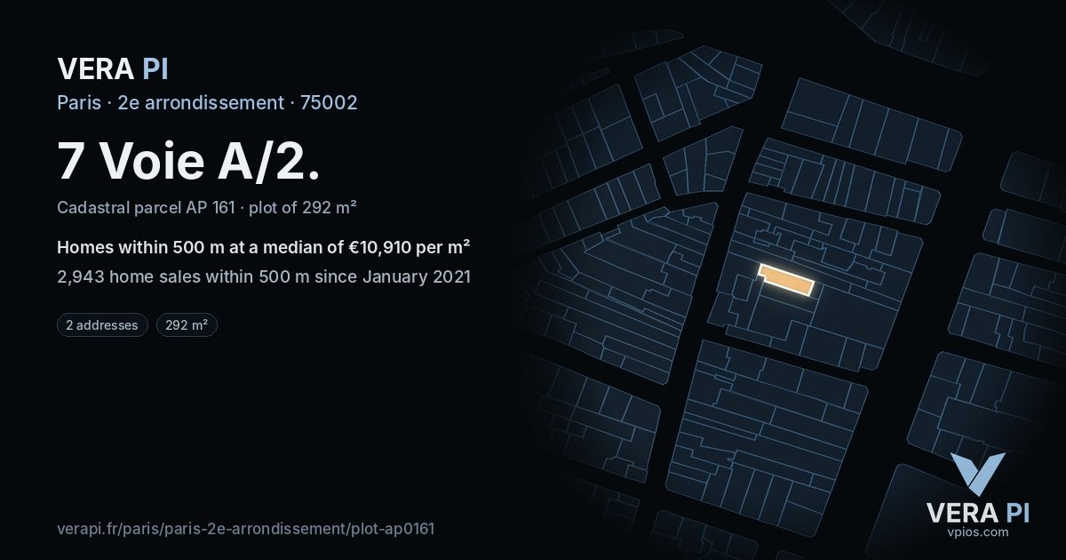 7 Voie A/2, 2e arrondissement at night – the plot lit, the parcels around coloured by the prices near them