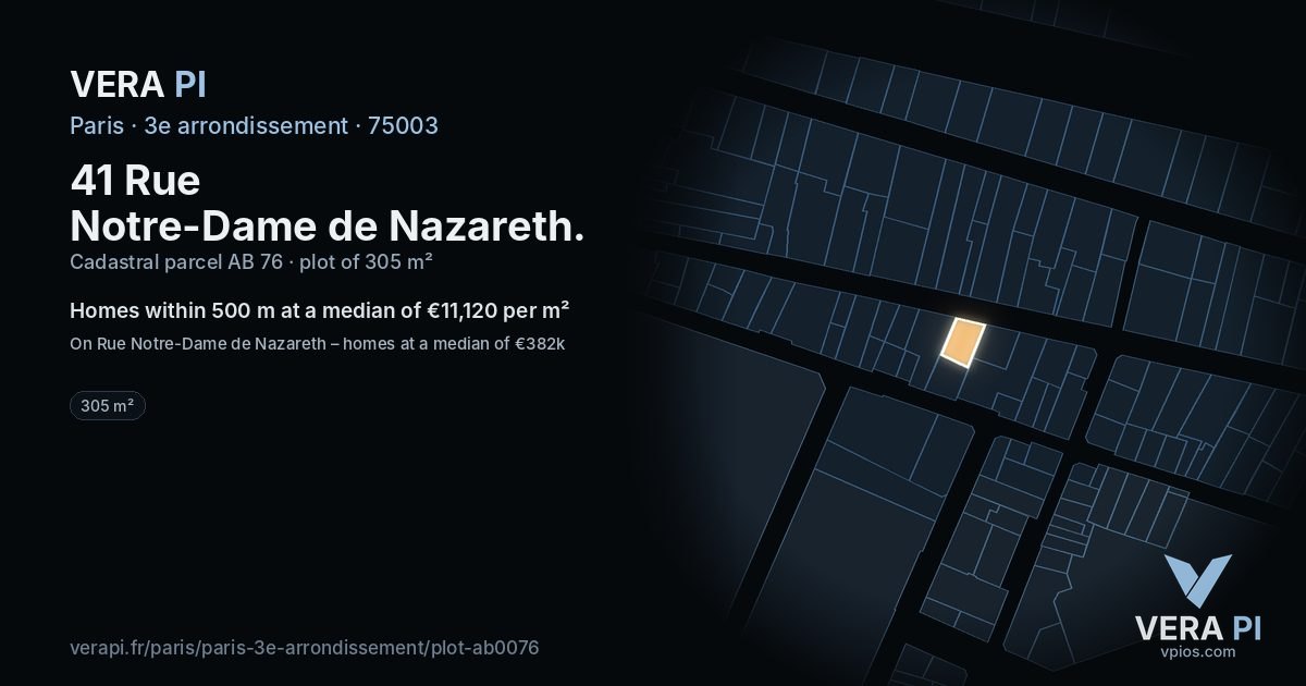 41 Rue Notre-Dame de Nazareth, 3e arrondissement at night – the plot lit, the parcels around coloured by the prices near them