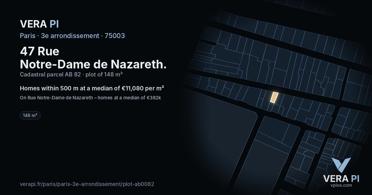 47 Rue Notre-Dame de Nazareth, 3e arrondissement at night – the plot lit, the parcels around coloured by the prices near them