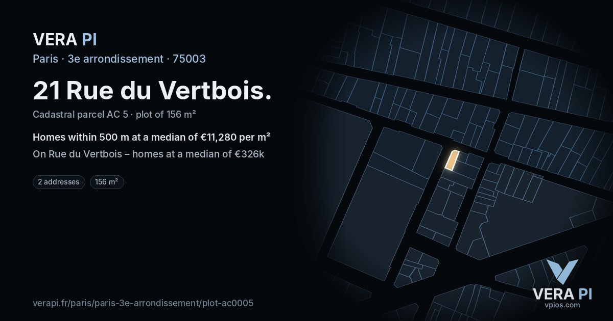 21 Rue du Vertbois, 3e arrondissement at night – the plot lit, the parcels around coloured by the prices near them