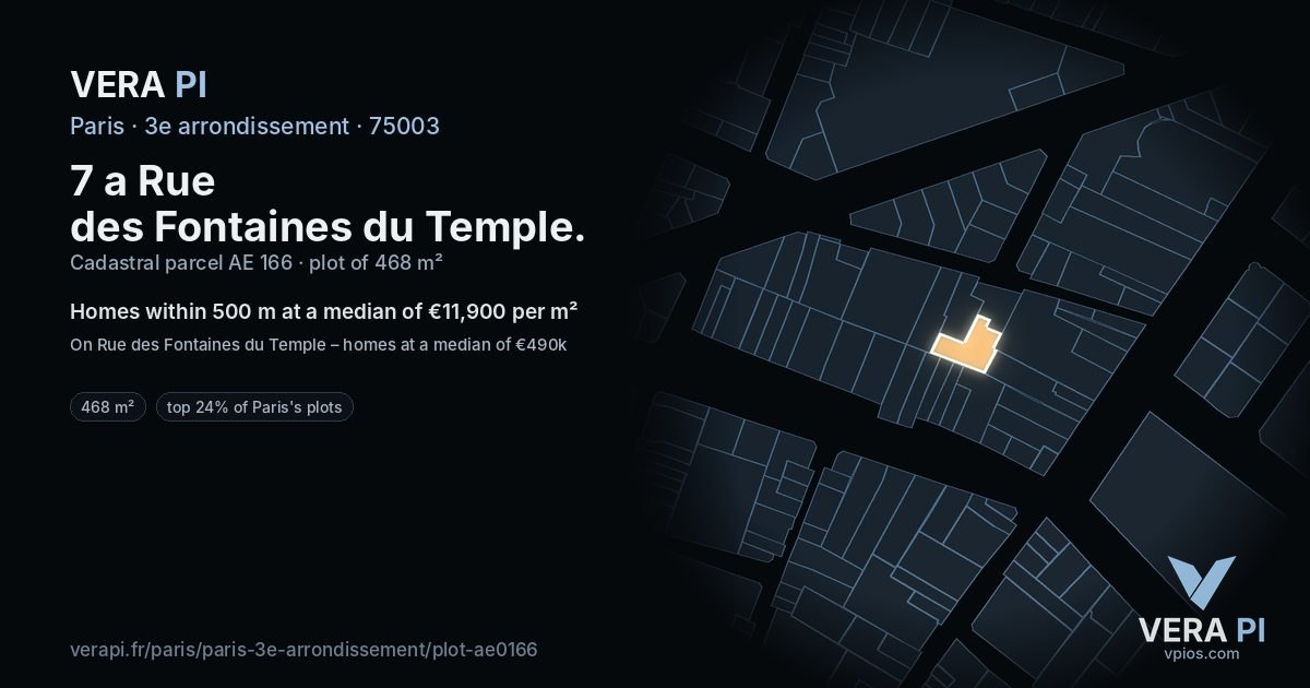 7 a Rue des Fontaines du Temple, 3e arrondissement at night – the plot lit, the parcels around coloured by the prices near them